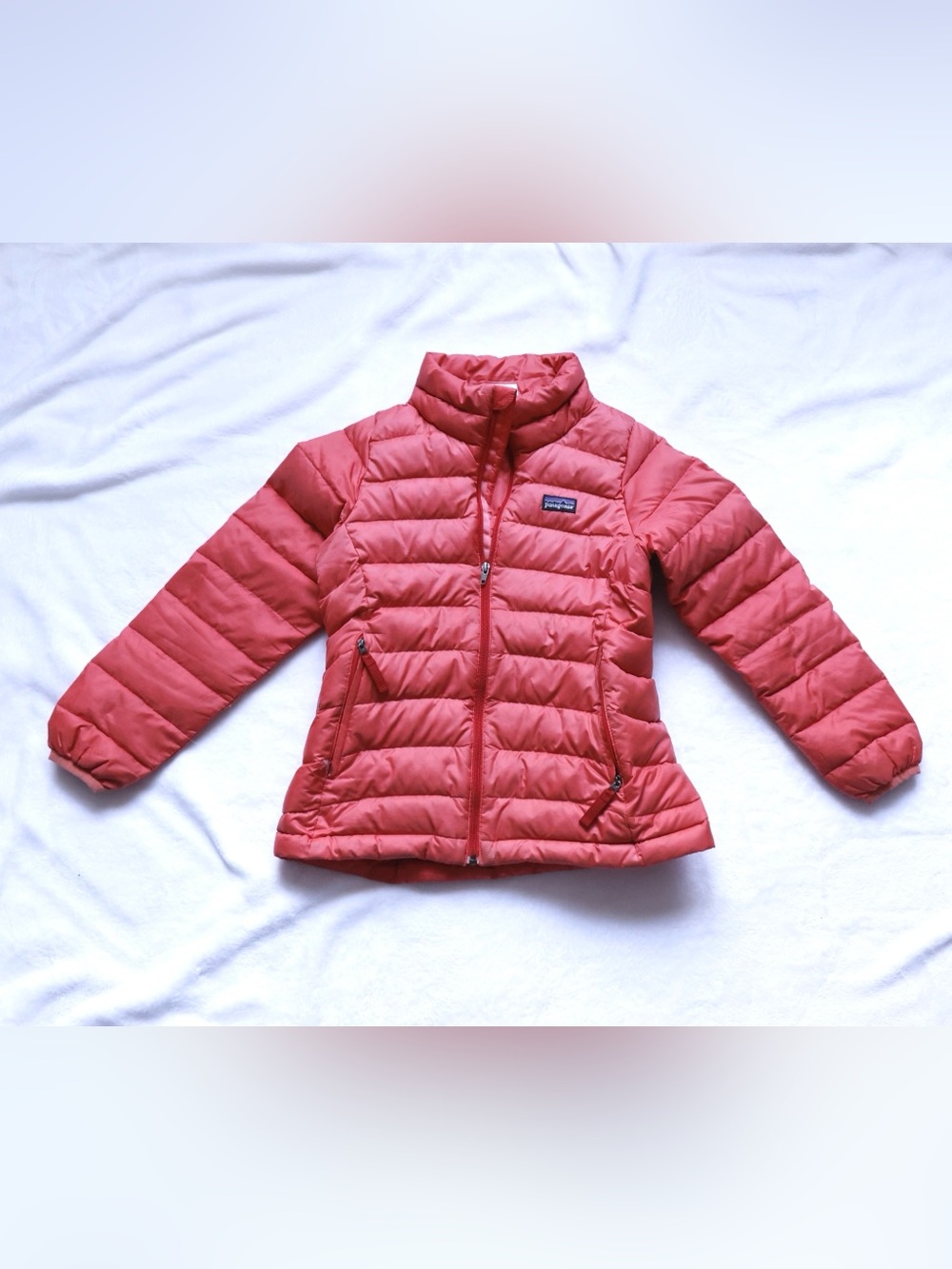 Patagonia Girls Down Puffer Jacket Size S 8 Pink Coral Full Zip